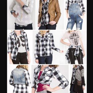 New With Tags-Belk-Plaid-True Craft-Plaid-Grey/White Long Sleeve Button Down-XL